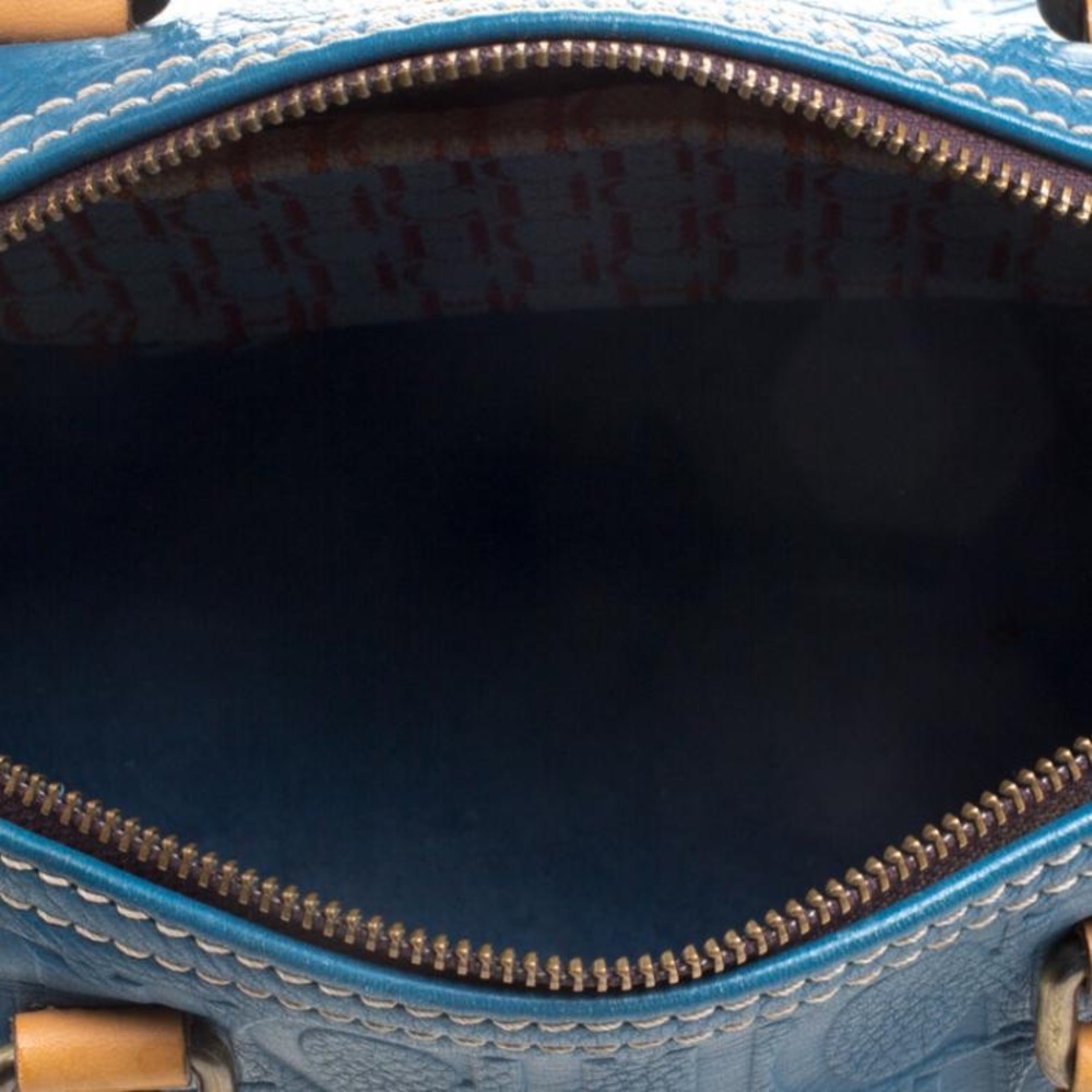 Carolina Herrera Andy bag medium size in turquoise Blue Leather. - Picture 5 of 9